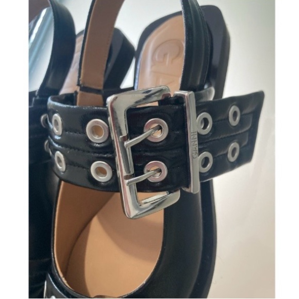 GANNI 🖤 Chunky Buckle Slingback Ballerina Flats - Picture 15 of 16